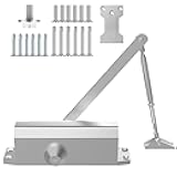Jayseon Automatic Door Closer for Home & Commercial Door Closer, Fits 99~143 lb Weight, Hydraulic Auto Closers Silent for Residential or Light Commercial, Aluminum Silver