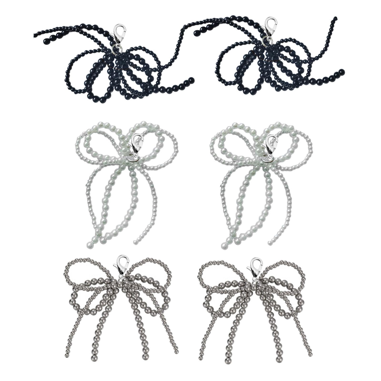 NEWFT 6Pcs Stylish Shoes Clip Imitation Pearls Bead Pearls Bowknot Shoe Buckles Butterfly Knot Footwear Embellishments