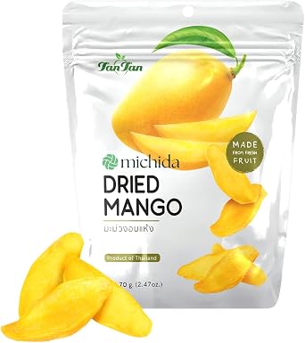 Michida Dry Mango from Thailand, Dried Fruit, Not Too Sweet, No Artificial Flavors or Colors, Fully Ripe, Zipper Bag, 70g x 1 Bag