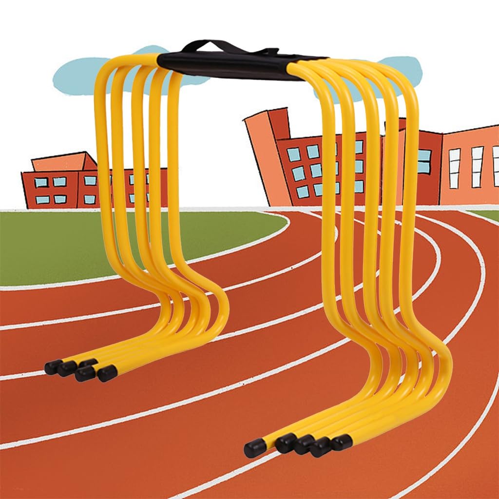 Ostacoli Allenamento Calcio, Pacchetto di 5pcs Ostacoli di velocità, 15cm/ 23cm/ 30cm/ 40cm/ 50cm Sports Forza Agilità Ostacoli(Yellow,50cm)