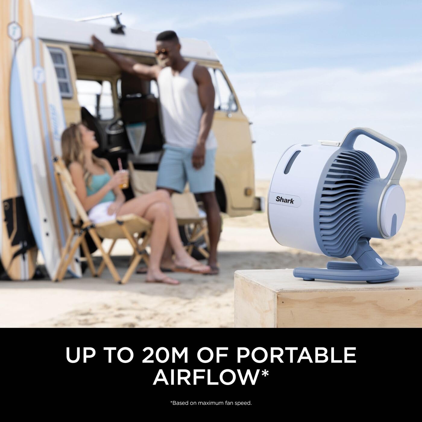 Shark FlexBreeze HydroGo Cordless Fan, Powerful Portable Fan with Misting, Indoor & Outdoor Cooling, Quiet & Durable, Compact & Lightweight, 5 Speed Settings, Glacier FA050UKBL — view 4