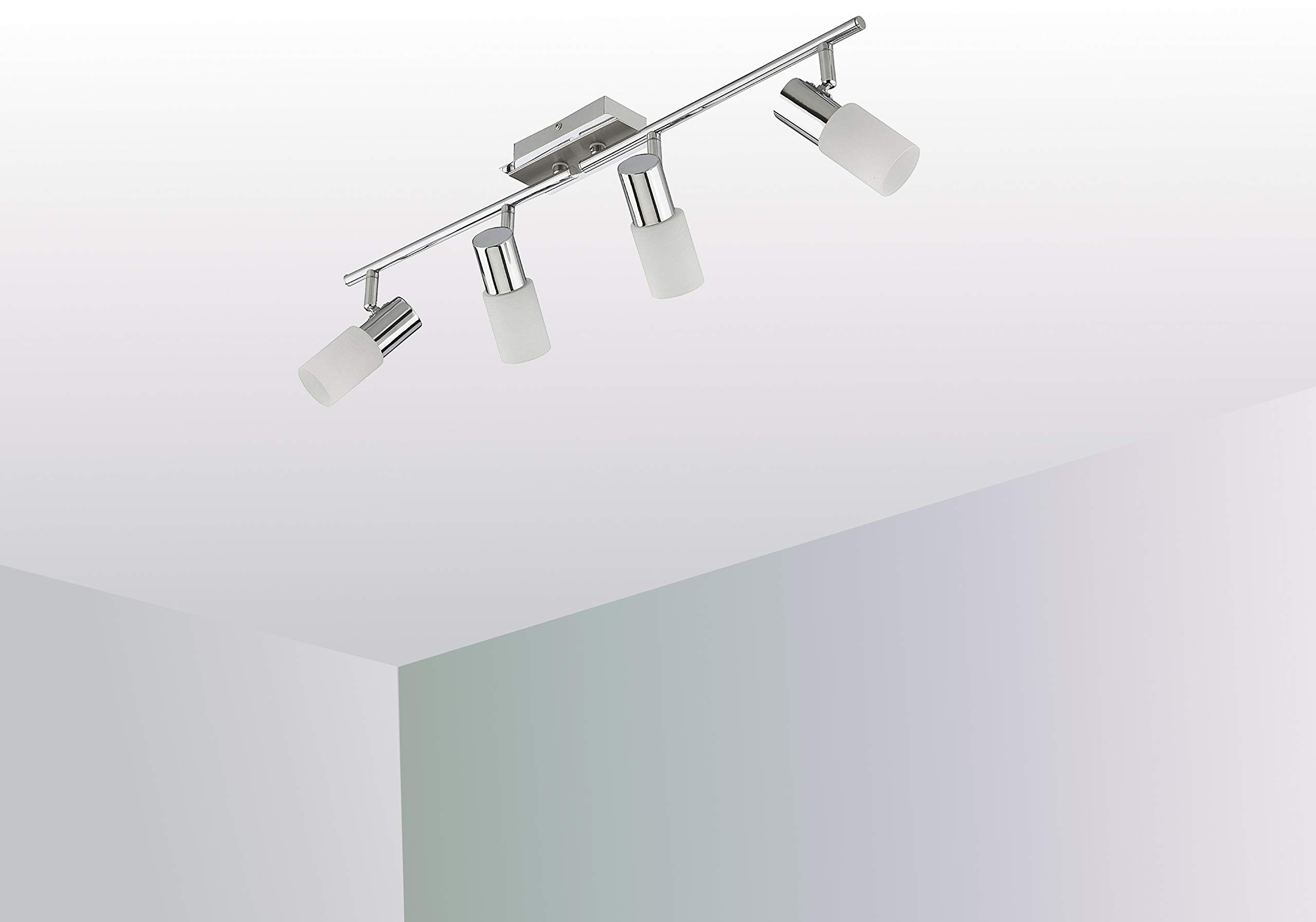 Trango 4-flammig 2007-48 LED Deckenstrahler Chrom-Optik & Alu gebürstet Serie *GRACE* inkl. 4x G9 LED Leuchtmittel 3.000K warmweiße Badleuchte, Flurleuchte, Küchenleuchte, Deckenleuchte, Deckenlampe
