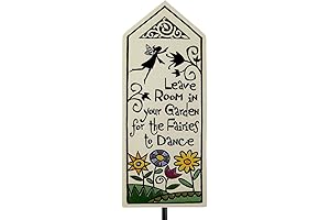 Ceramic Tile Garden Stake: Let Premium Fairies and Dandelions Dance Together