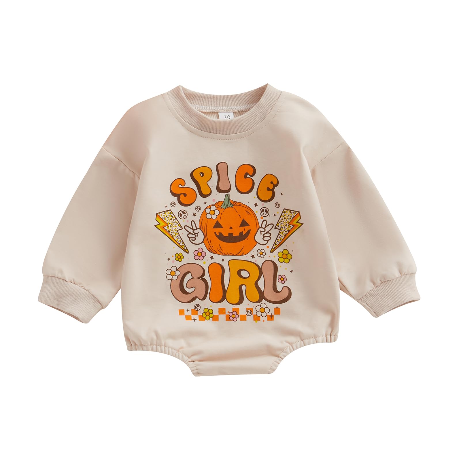 SOLILOQUY Baby Girl Boy Halloween Romper Pumpkin Ghost Print Long Sleeve Crewneck Sweatshirt Jumpsuit Fall Winter Outfit