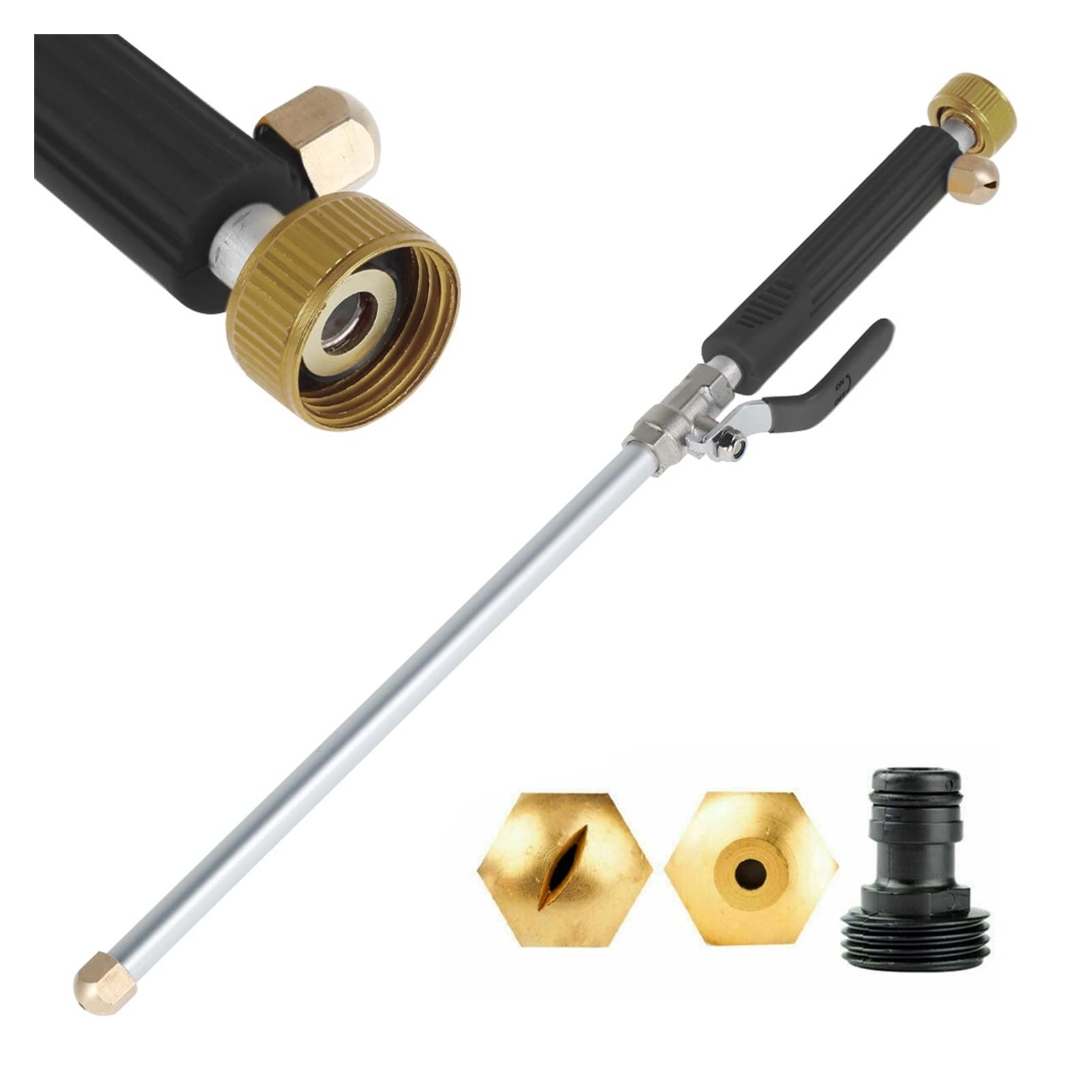 Ddqcnzpmy Noir Garden Hose Spray Gun,High Pressure Water Sprayer-Jet 46Cm Wand Nozzle Sprayer Watering Cleaning Tool(Noir)