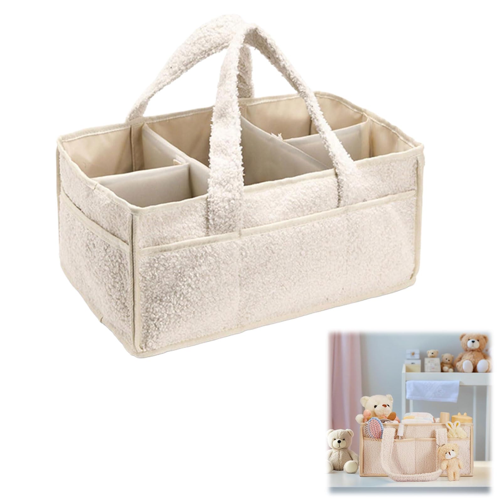 Borsa Porta Pannolini Organizer,Organizer Per Pannolini Per Bambini con Scomparti Maniglie,Organizers Pannolini,Organizers Per Fasciatoio,Regalo Neonato,Portatile Organizzatore Fasciatoio (Beige)