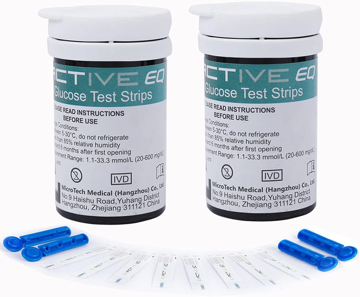 EXACTIVE EQ Diabetes Test Strips Blood Glucose Test Strips x 50, Lancets x 50 Test Strips, Blood Suger Test Strips