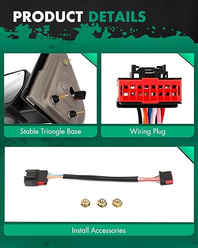 Miniatura 4 de SCITOO Espejo de remolque compatible con Ford 2004-2014 para Ford F150 1997-1999 para Ford para F-250 Pickup Truck Mirror Power Adjusted Heated Turn