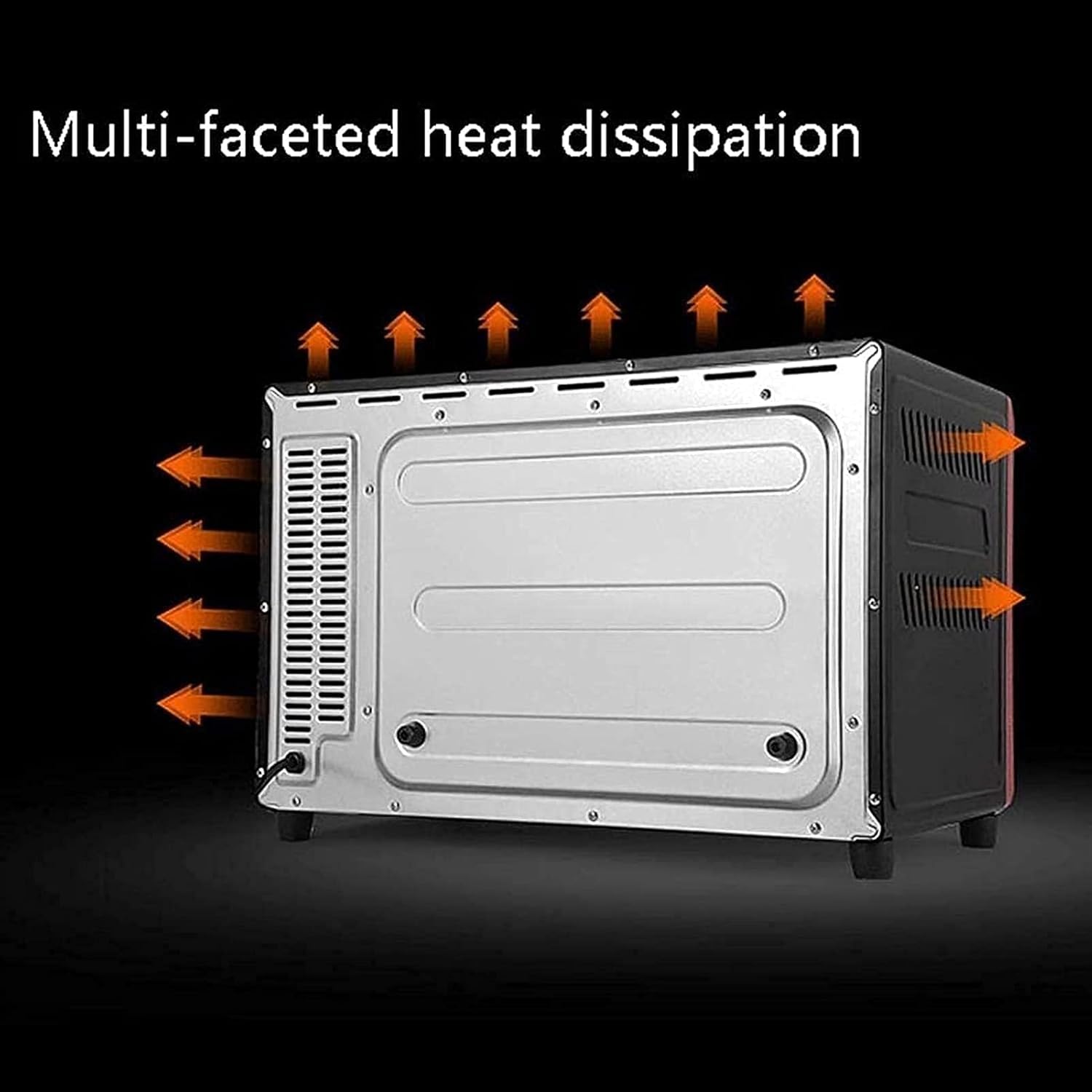 Tabletop Electric Oven 38L Mini Oven Adjustable Temperature 0-250 ℃ and 60 Minute Timing Household 360 ° Rotating Grill Fork Built-in Lighting Aesthetic and l