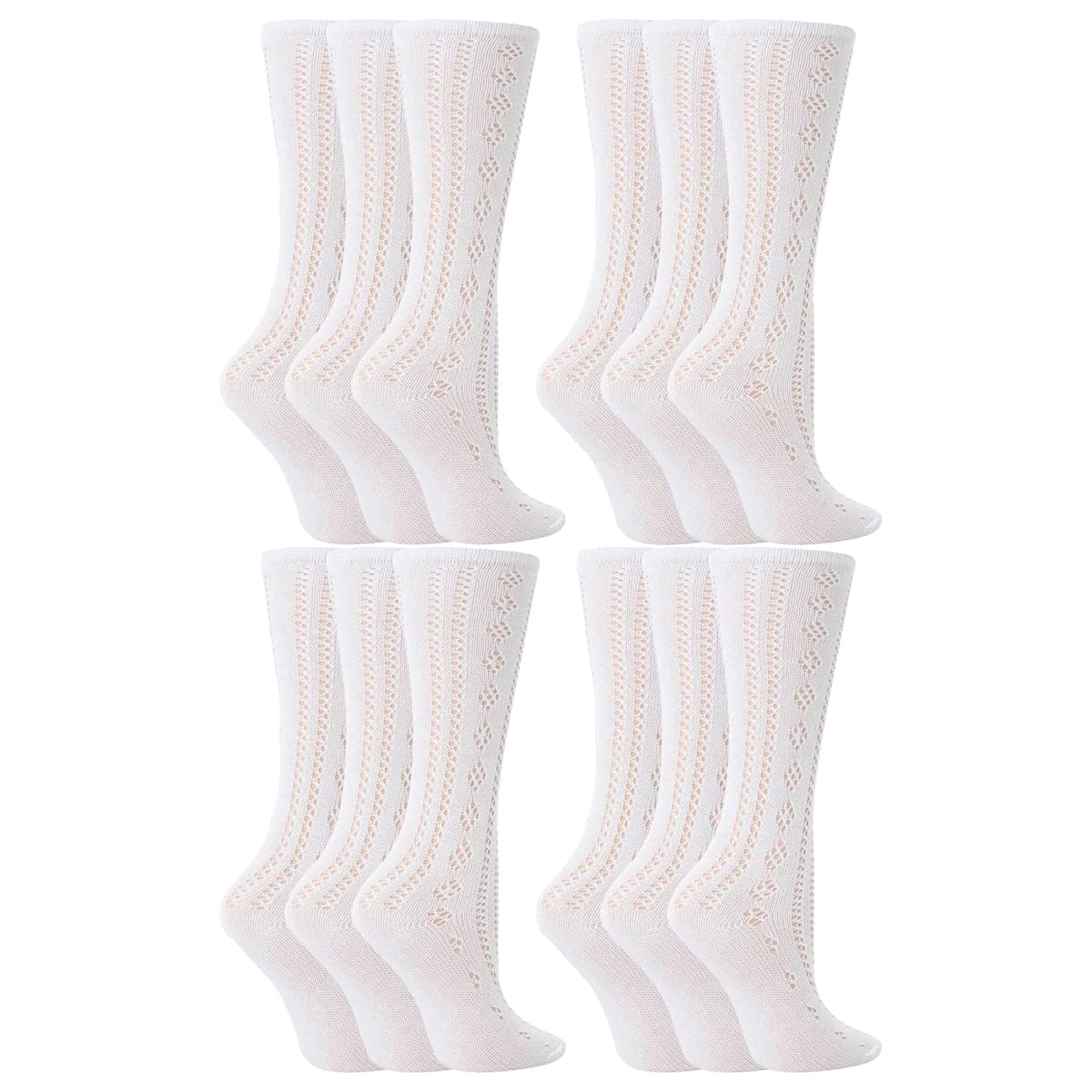 12 x Girls Drew Brady Pelerine 3/4 Socks White 4/6