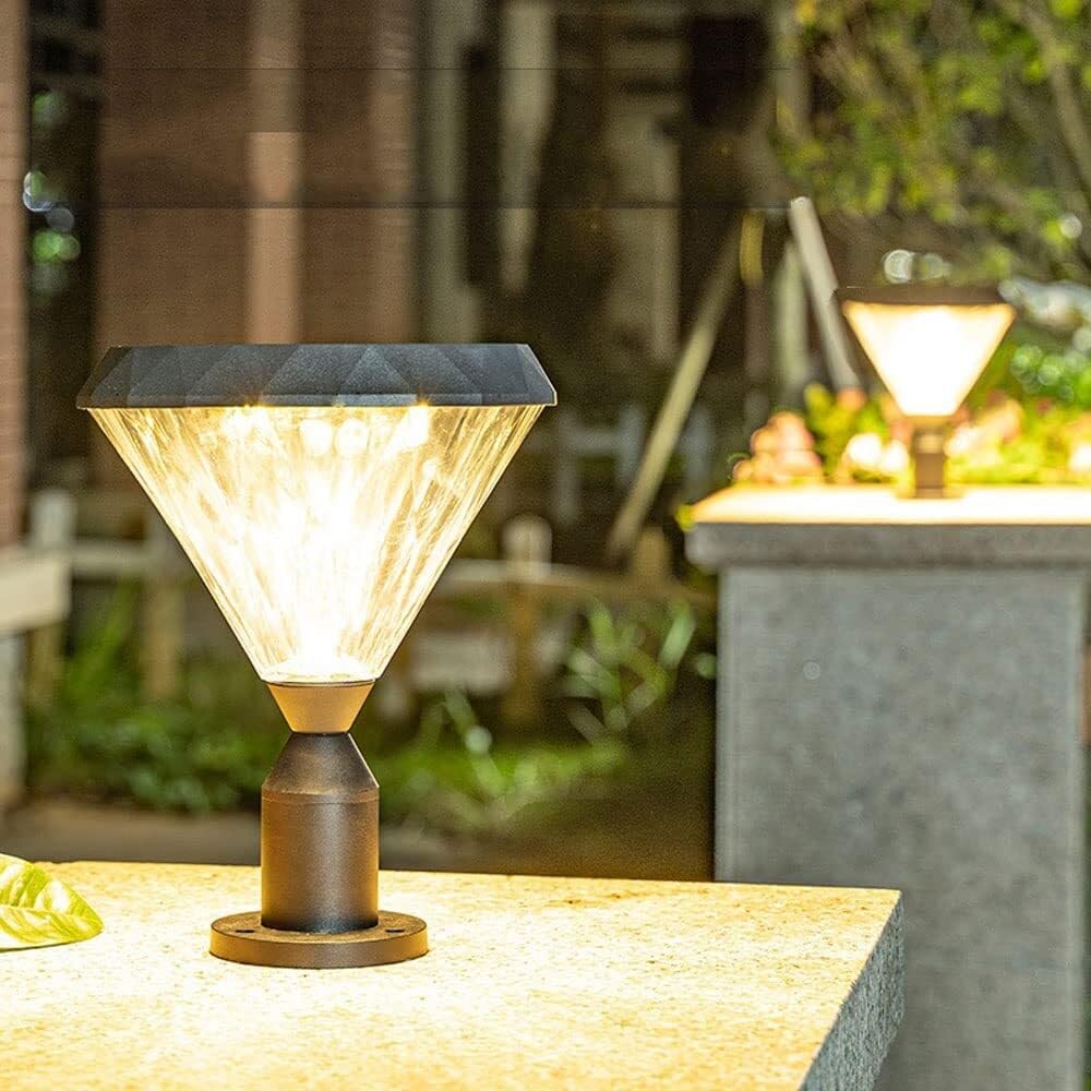 Trójkolorowa ściemnialna lampa solarna LED, domowa zewnętrzna wodoodporna lampa Stigma IP55, dekoracja ogrodzenia ogrodowego willi, słup oświetleniowy, do zewnętrznego og
