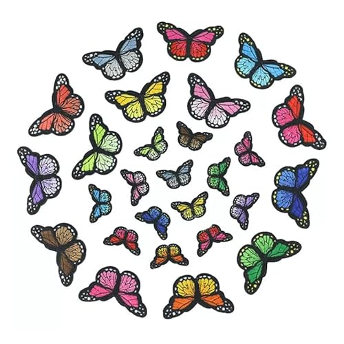 AIMALL 20PCS Colourful Butterfly Applique Lace Trims – Embroidery Sewing Craft Patches, Mixed Colours, Approx. 1.8x2.9 Inches & 1.7x1.1 Inches Sizes
