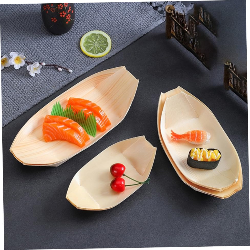 Botes desechables de madera para sushi, 50 piezas miniatura 7