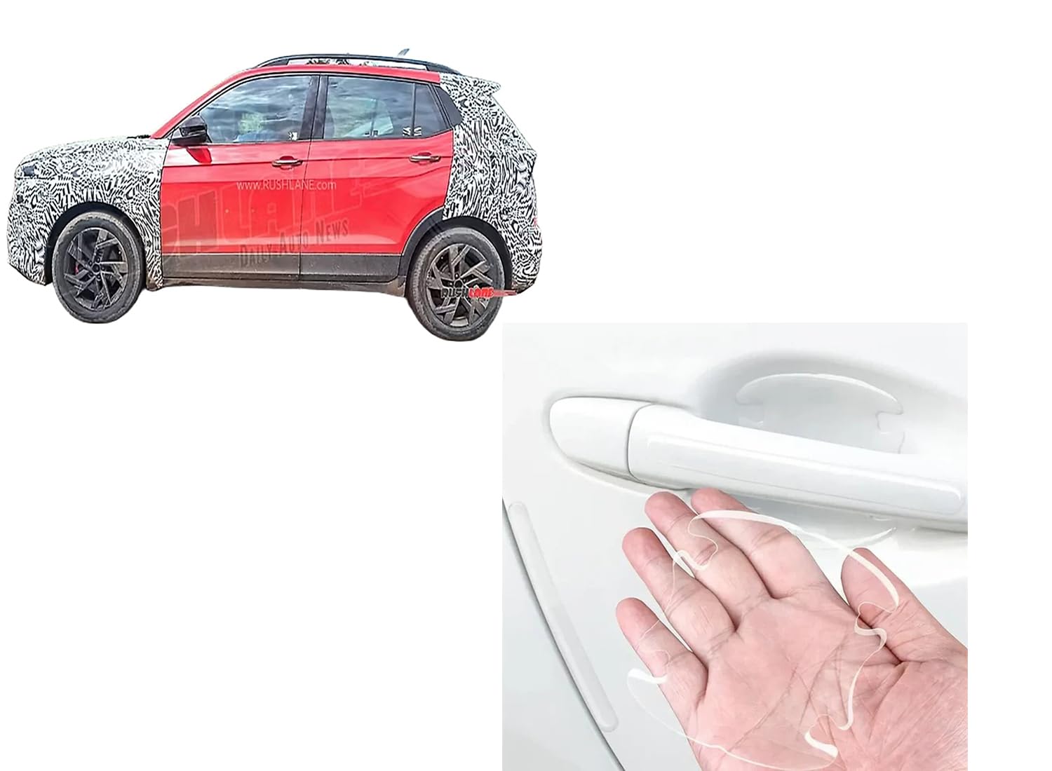 Car Accessories - Car Door Finger Scratch Guard Compatible with Skoda Kushaq Facelift Accessories All - Durable & Flexible Design (Set of 4 Pieces) (Black)