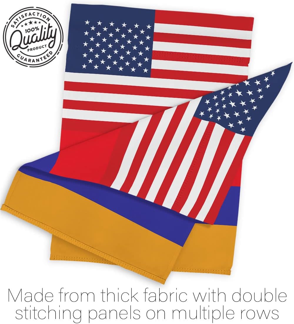 Armenian US Friendship Garden Flag - Set with Stand Regional USA American Alliance World Country Particular Area - House Decoration Banner Small Yard Gift Armenia Made in 13 X 18.5