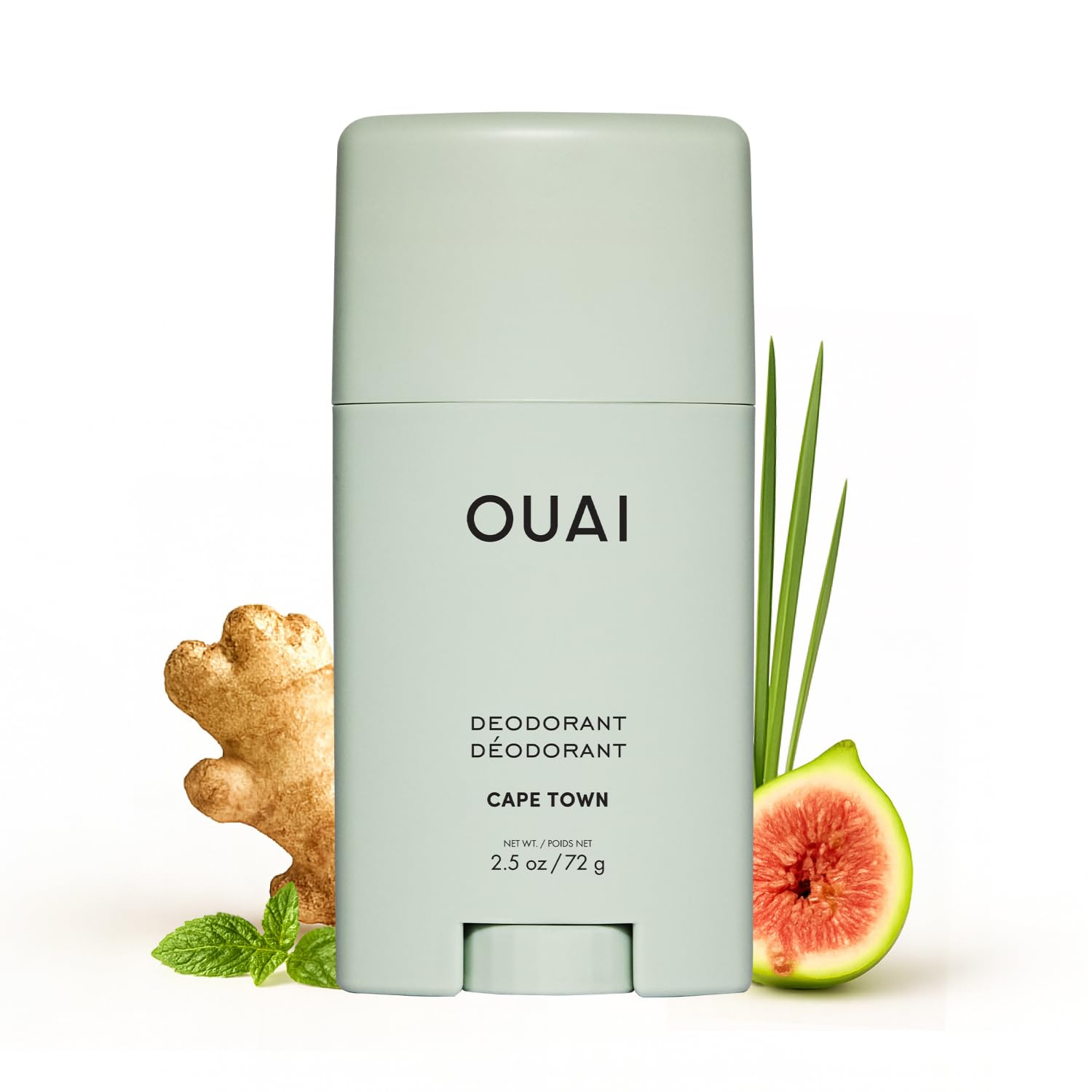 OUAI Aluminum Free Deodorant - Women's Deodorant with 24-Hour Odor Control & Invisible Application - Enriched with Notes of Wet Grass, Ginger, Basil & Green Fig - Cape Town (2.5 oz)