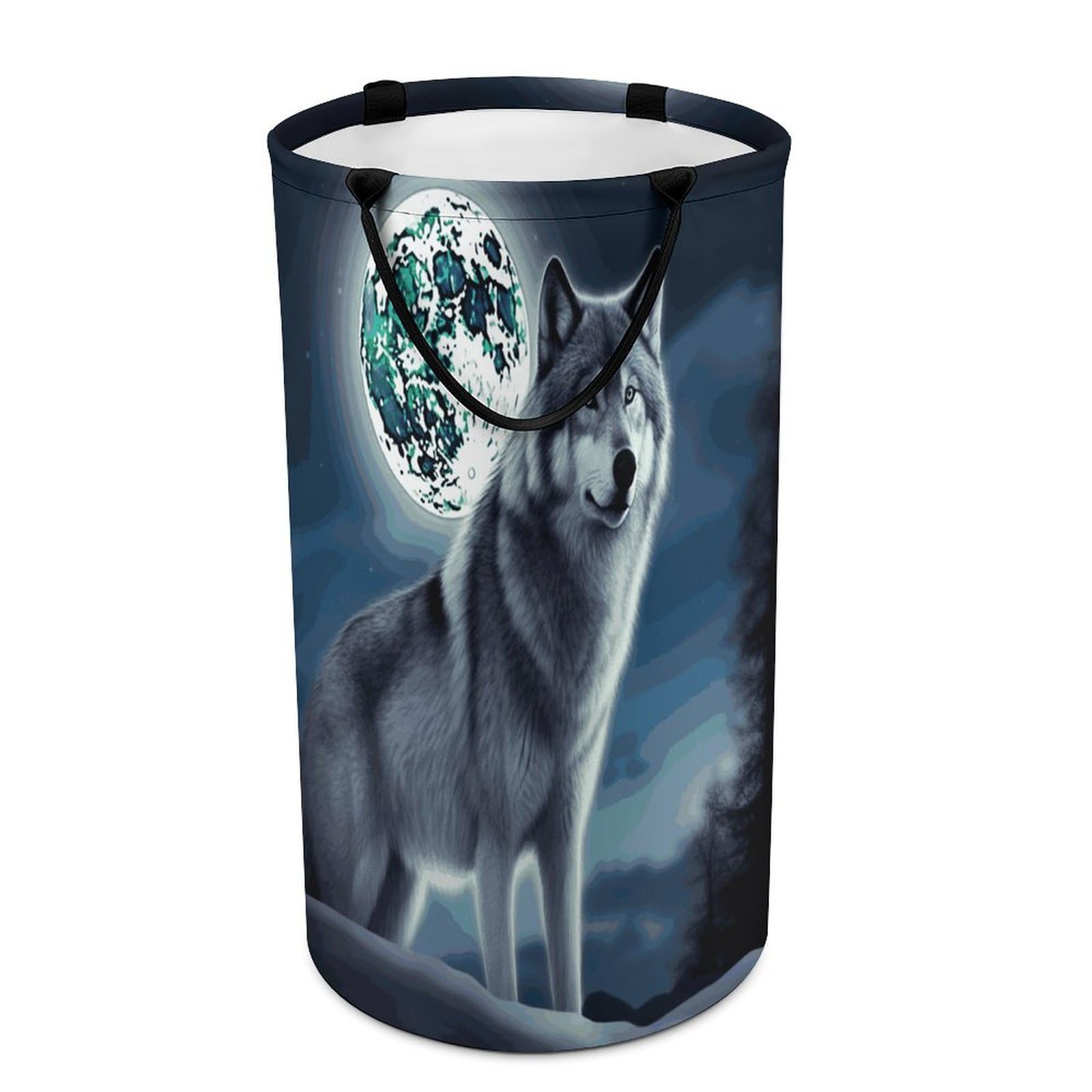 Wolf Under Moon Dirty Clothes Basket Large Capacity Laundry Basket Freestanding Laundrys Hampers Tall Collapsible Clothes Hamper for Blankets Toys