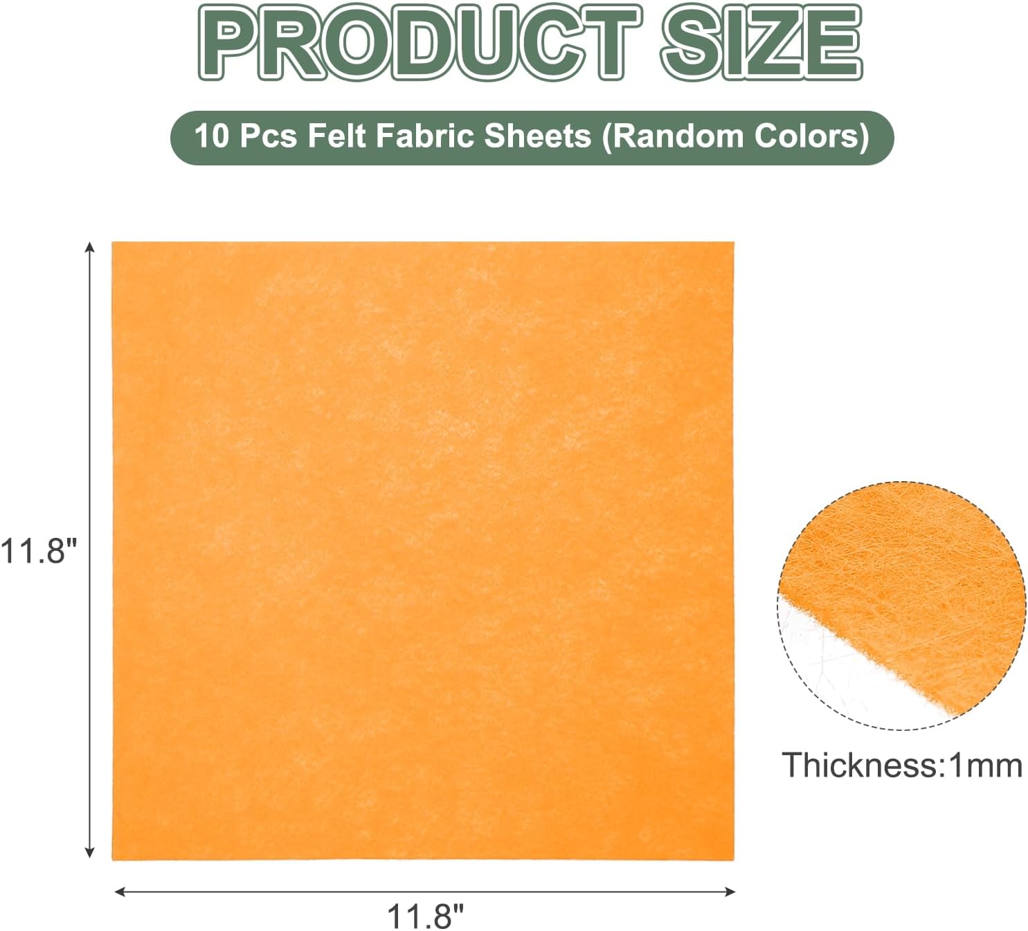 MECCANIXITY Felt Fabric Sheets, 11.8" x 11.8" Stiff Felt Sheets Squares Nonwoven Patchwork for Crafts DIY Sewing Projects Decoration (Tangerine, Pack of 10)