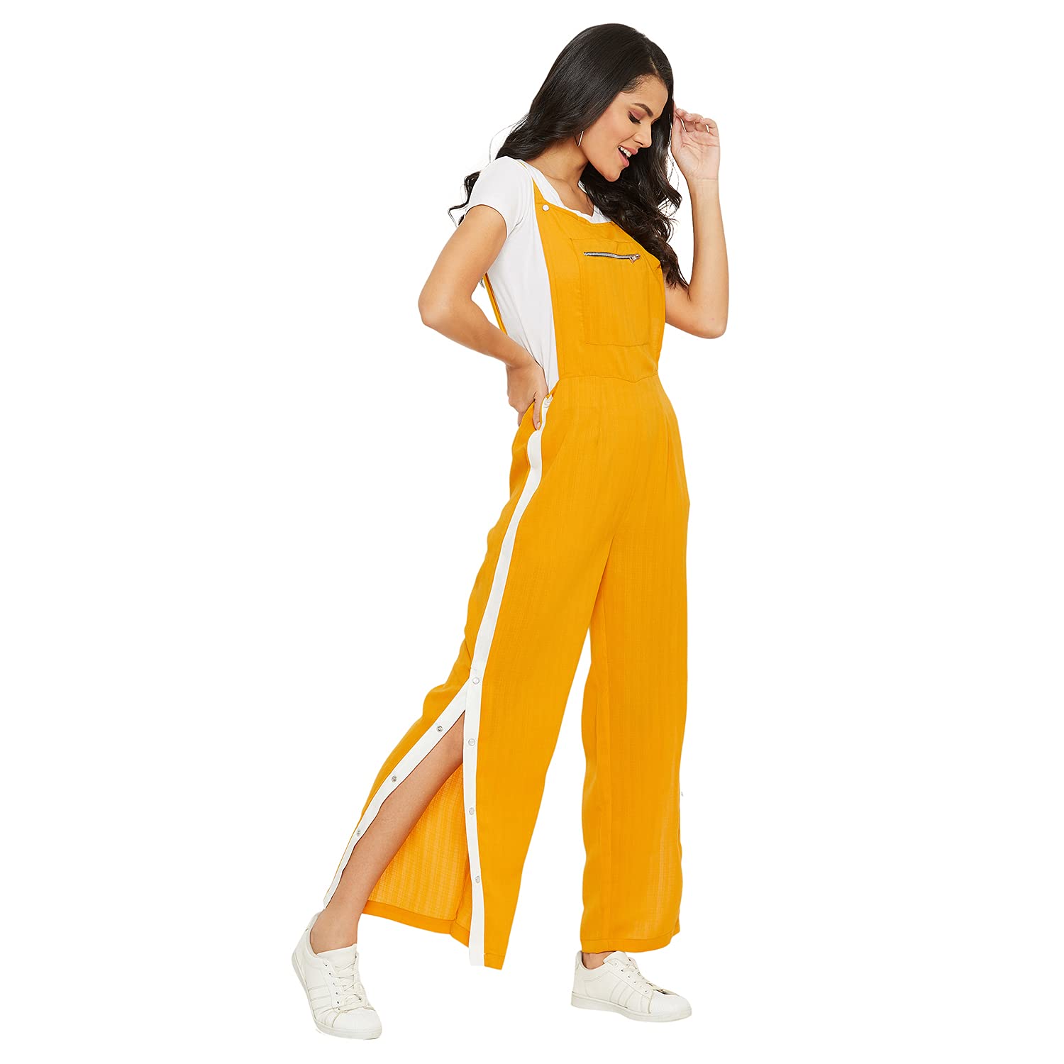 panit Women's Solid dungarees with side stripes-picture-42