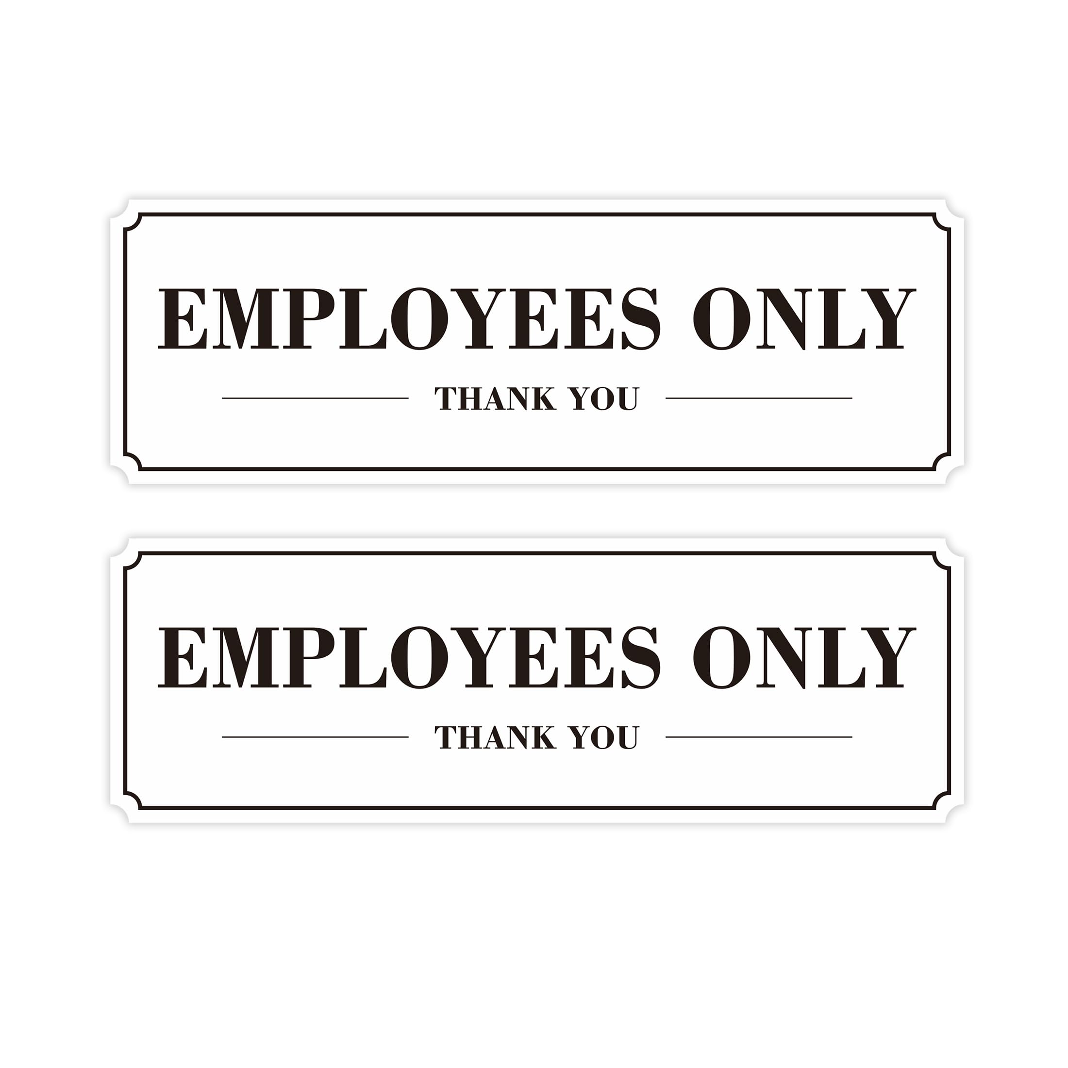 Sigicanage Employees Only Sign for Door, (2 Pack) Self-Adhesive Staff Only for Business Door and Wall 9 x 3 Inches white