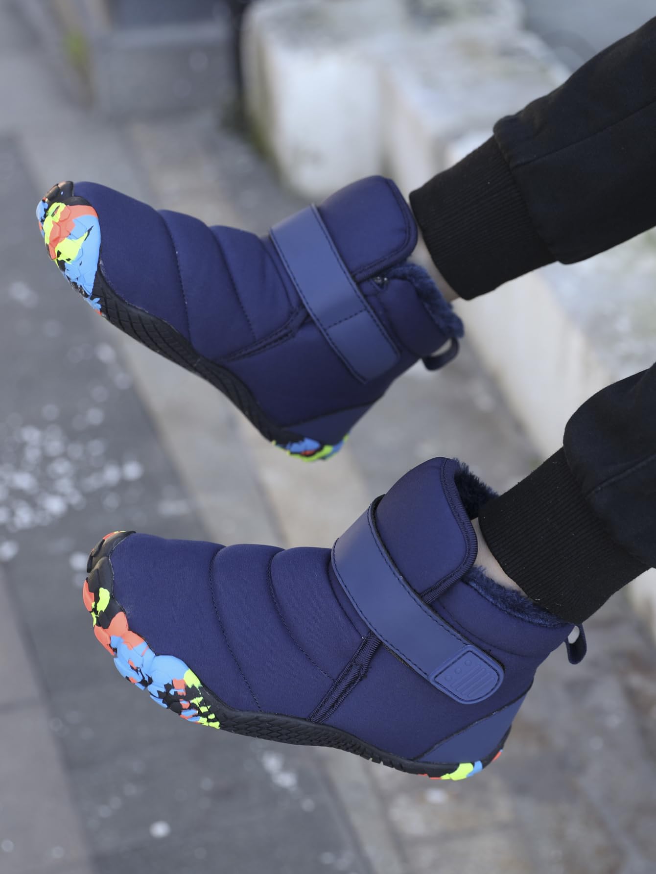 Unisex Bambini Barefoot Stivali Invernali Bambini Scarpe da Trekking Barefoot Minimaliste Ragazzi Ragazze Stivali da Neve Foderati Caldi Gr.25-36 EU