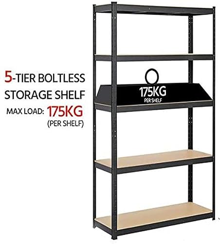 Miniatura 7 de Estantería de garaje para taller, estante de almacenamiento de 5 niveles sin pernos, unidad de estantería de metal ajustable para almacenamiento
