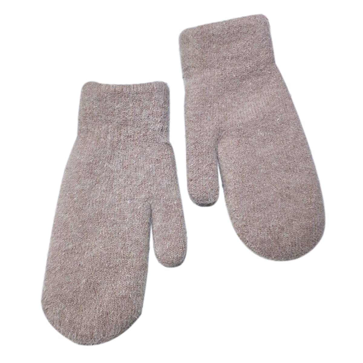 ECYC Ltd Winter Warm Knitted Mittens, Double-layer Faux Fur Gloves Plush Stretch Mittens for Women Girls