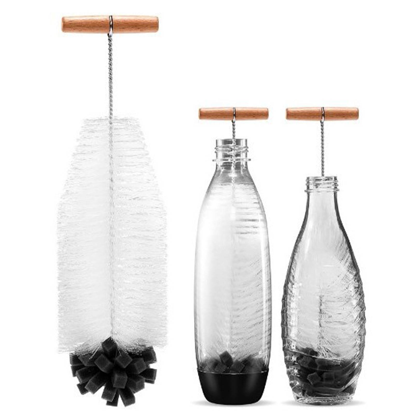 Szczoteczka do butelek, długi uchwyt 32 cm szczotka do butelek, długa rączka szczotka do butelek, wielofunkcyjna szczotka do butelki, szkła, kubka, czajnika, wazonu