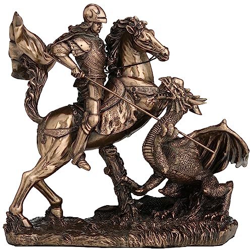 Estatua de San Jorge matadragones acabado bronce 6.25 pulg
