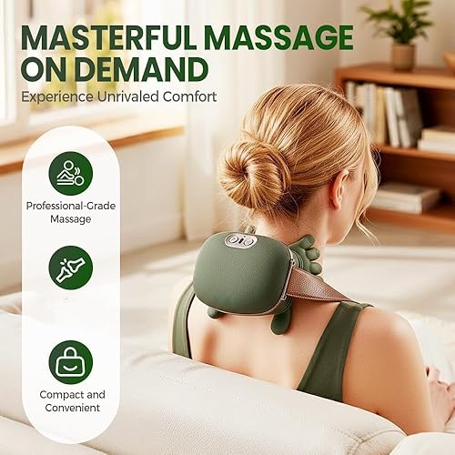 Miniatura 2 de Shiatsu Neck Massager with Heat, 4D Kneading Deep Tissue Back and Shoulder Massager, Wireless Portable & Rechargeable, Cervical Pain Relief for