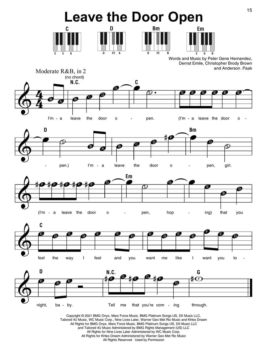 Bruno Mars - Super Easy Songbook per Pianoforte | 15 Successi di Bruno Mars in Arrangiamenti Facili per Principianti | Note con Nomi delle Lettere e Diagrammi di Accordi | Raccolta per Piano Solo