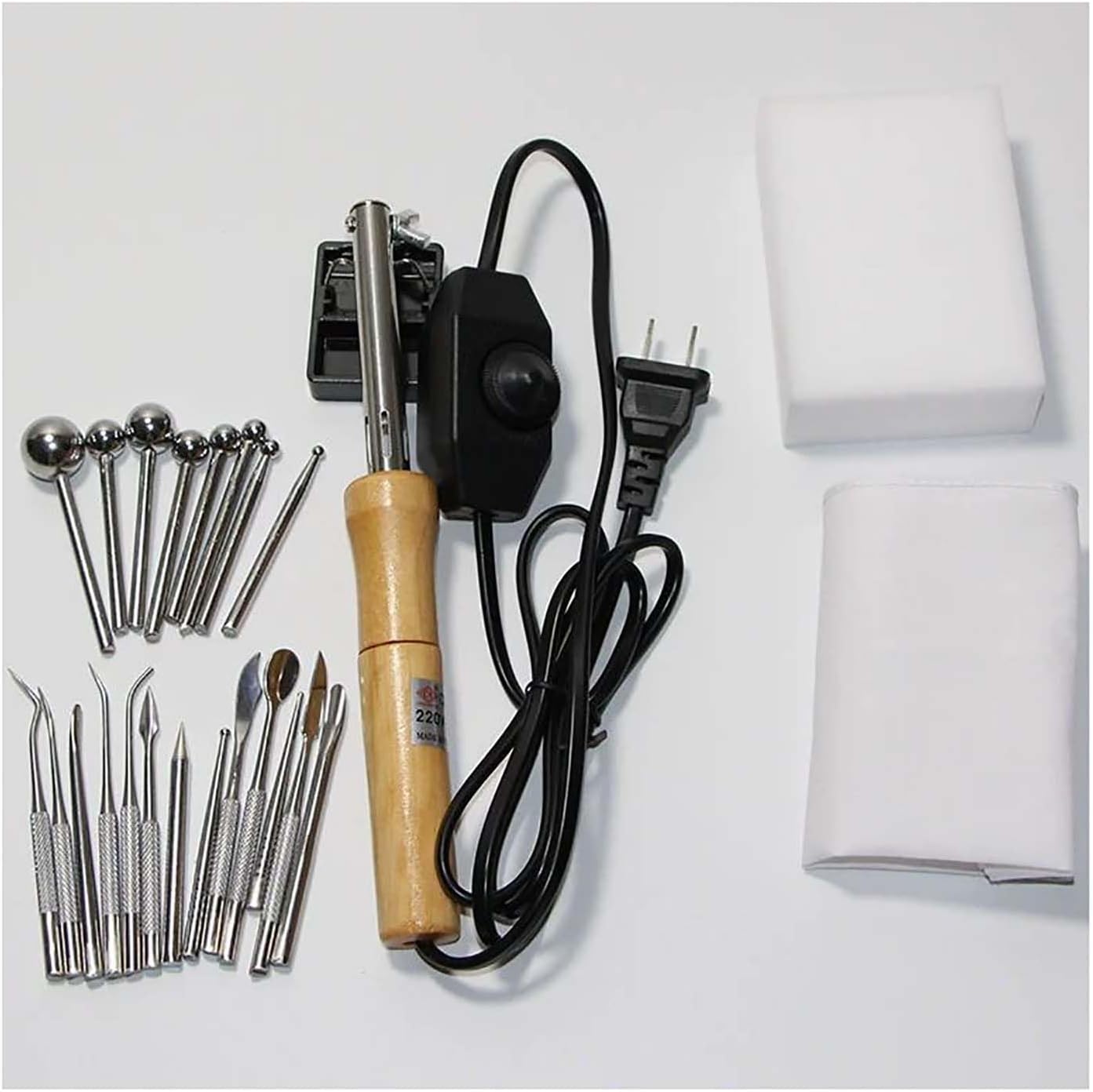 Fabric Flower Making Tools Kit, Electric Fabric Flower Maker, with Adjustable Temperature Handle and Anti-scalding Bracket, for Fake Flower Making, Wedding Bouquet
