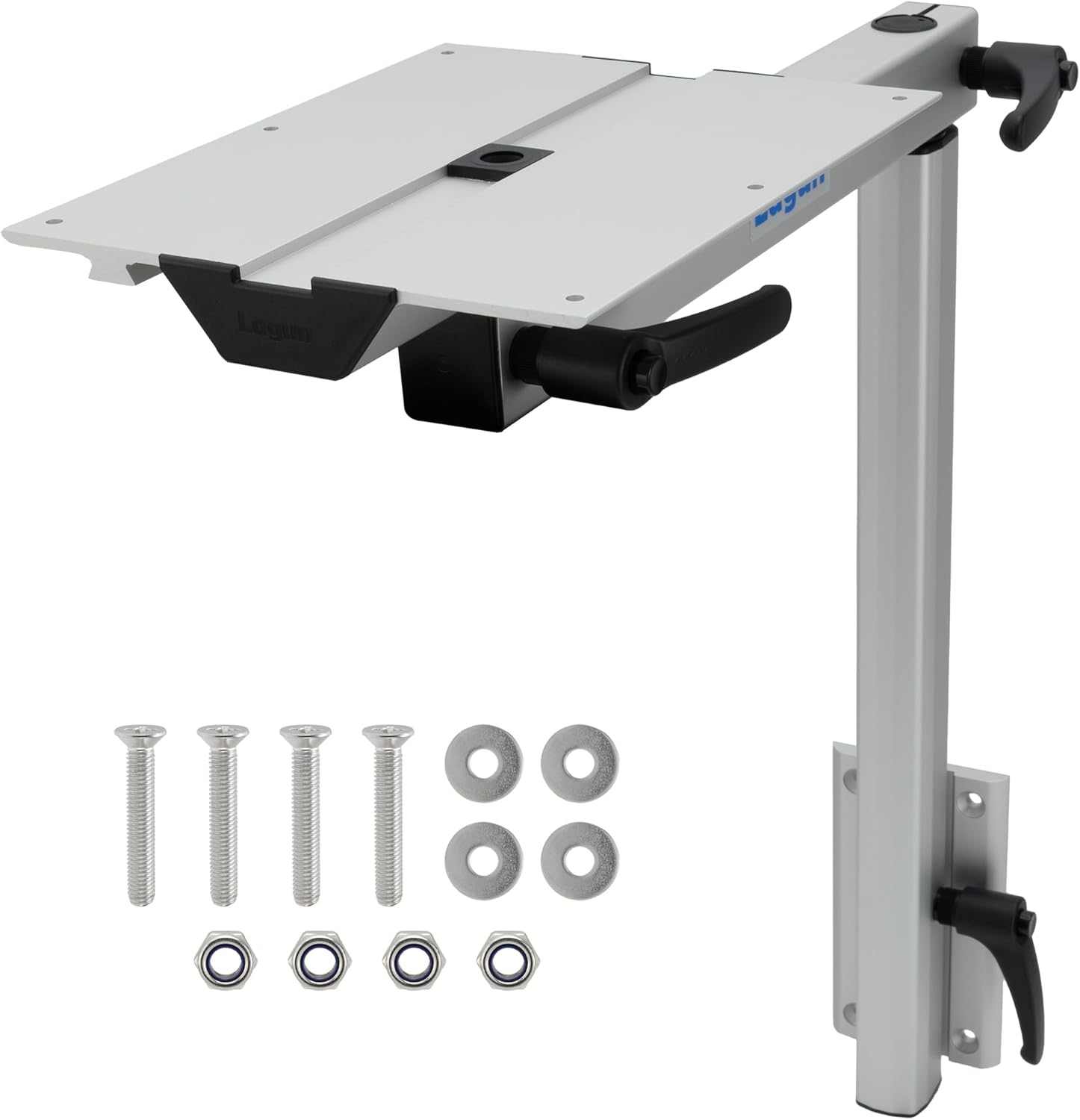 RecPro The Original Lagun Standard RV Leg Table System with Standard Bracket | 30" x 40" | Right Hand | 360 Degree Swivel | Rotating Handles | Product of Sweden | Silver