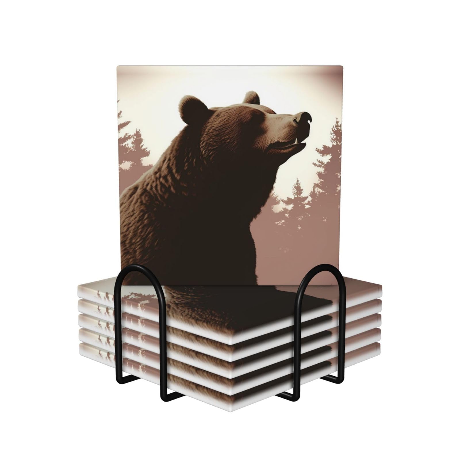 Dessous de verre absorbants lot de 6 anti-chaleur céramique et liège pour table basse