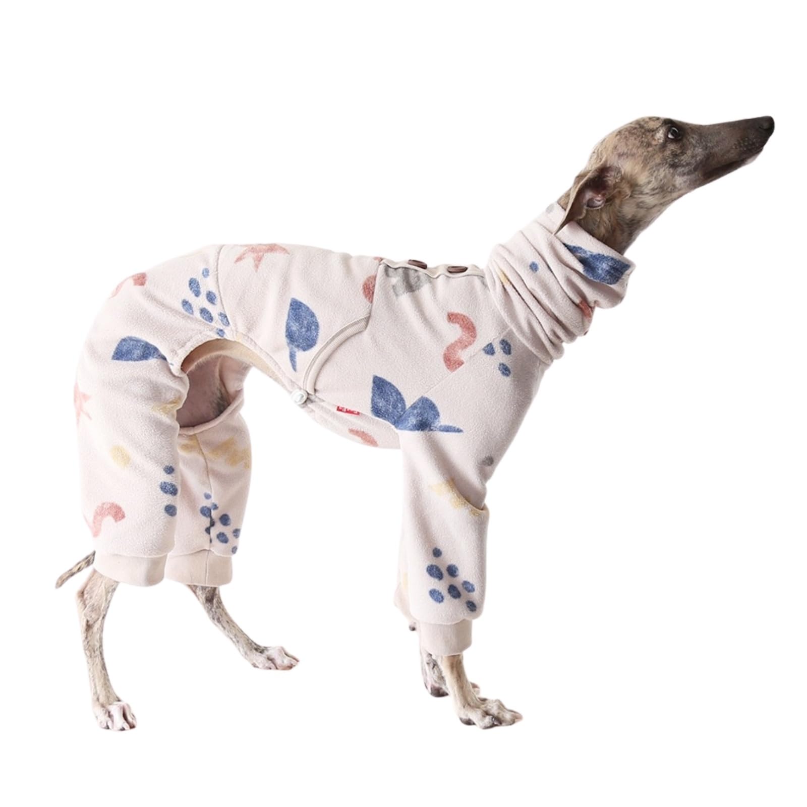 Italian Greyhound Jumper，Warm Turtleneck Whippet Four-Legs Fleece Pajamas Soft Dog Onesie Loungewear Dogs Jumpsuit, Light pink_L