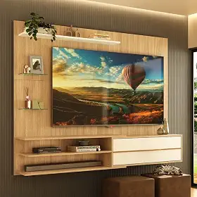Painel para Tv até 65 Polegadas 1 Porta e Prateleiras Multimóveis Mp1064 Rustic/branco