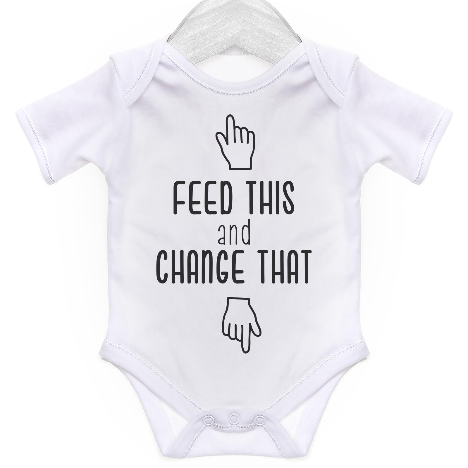 Art Hustle Men's White Feed This Change That Short Sleeve Bodysuit/Baby Grow For Baby Boy Or Girl (, 0-3M)
