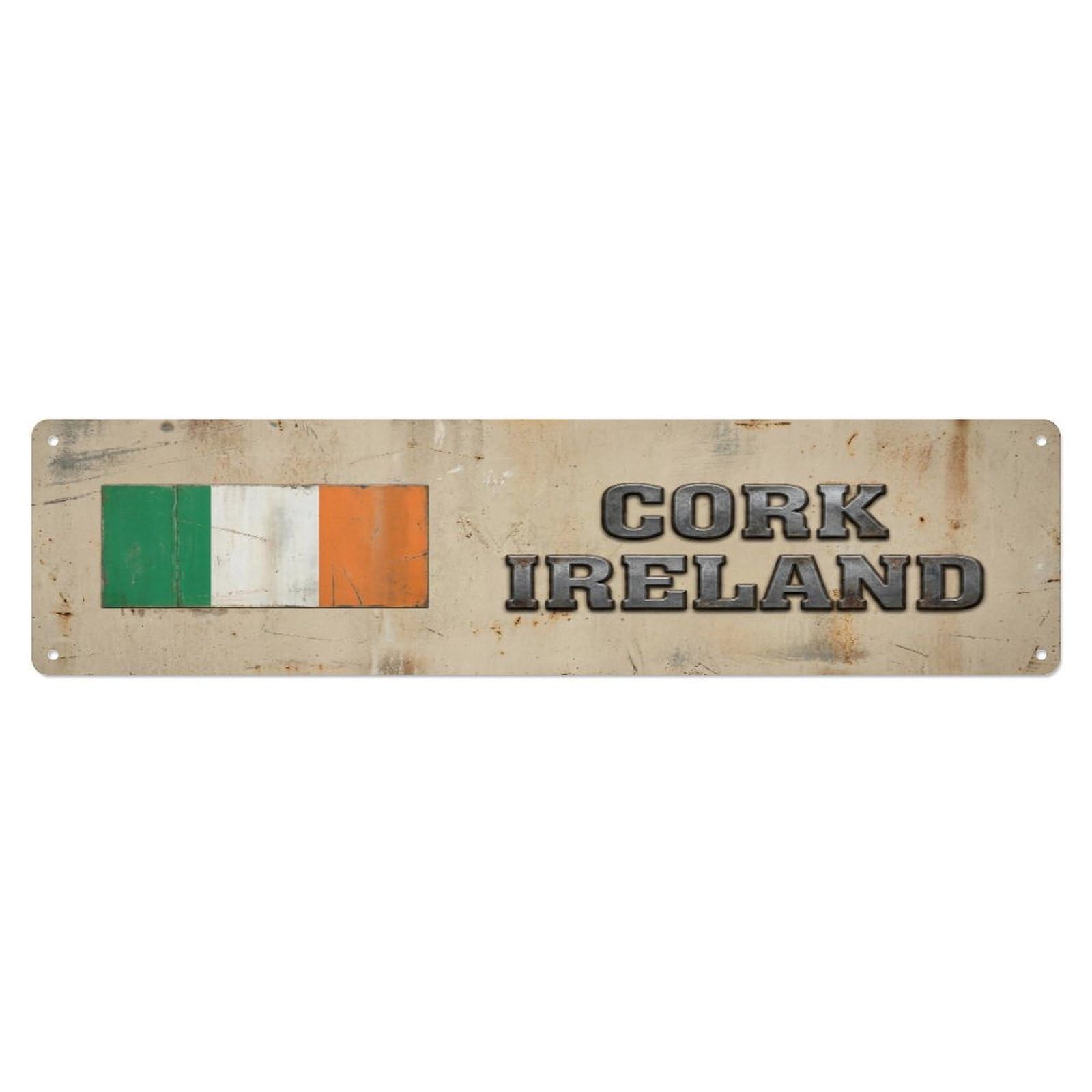 Metal Tin Sign Vintage Cork Ireland Flag Decor Rustic Travel