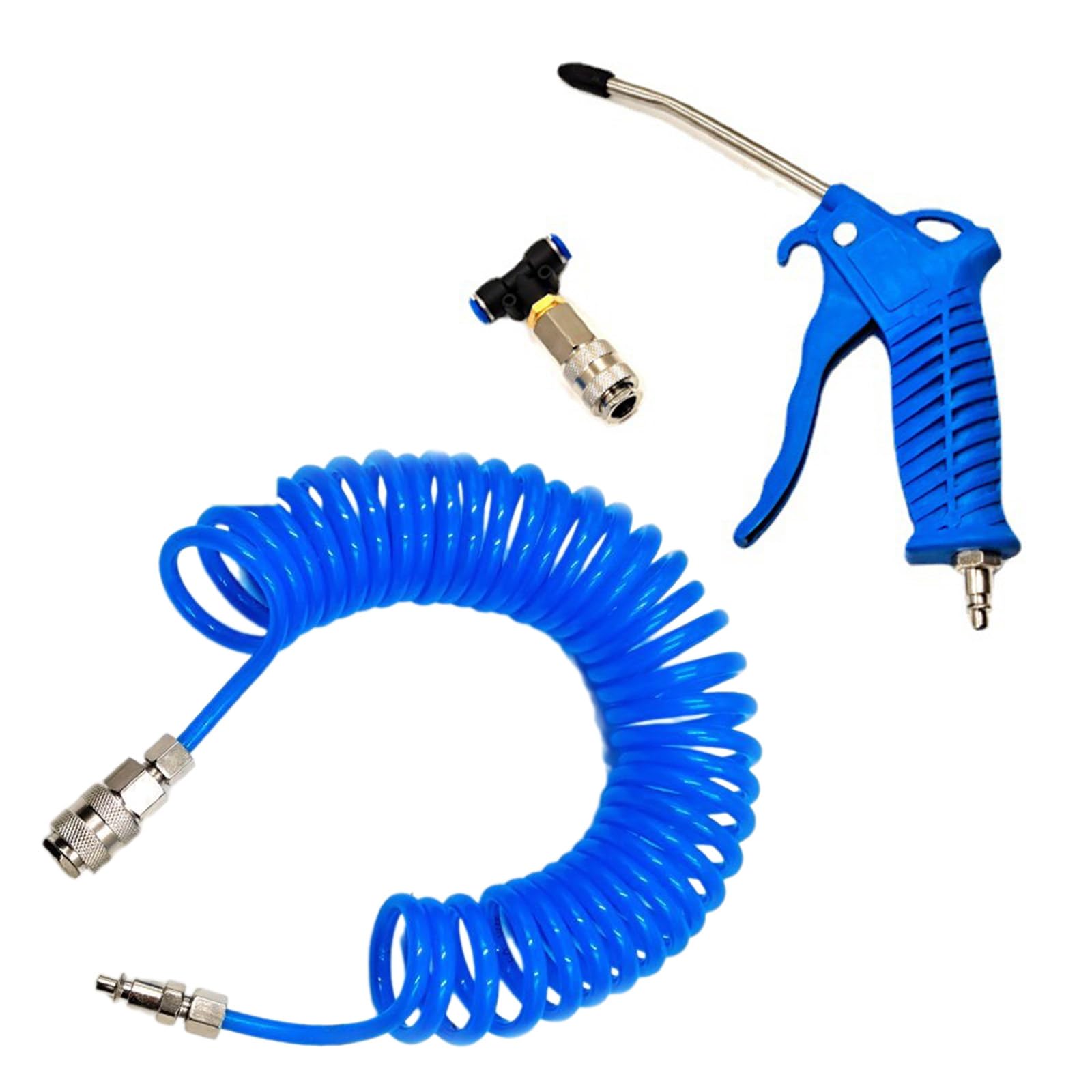 Tsophreniq Powerful Air Blow Flows Nozzle With 5M Spirals Hose, Pneumatic Compressor Accessories Blower Tool, Blower Compressor