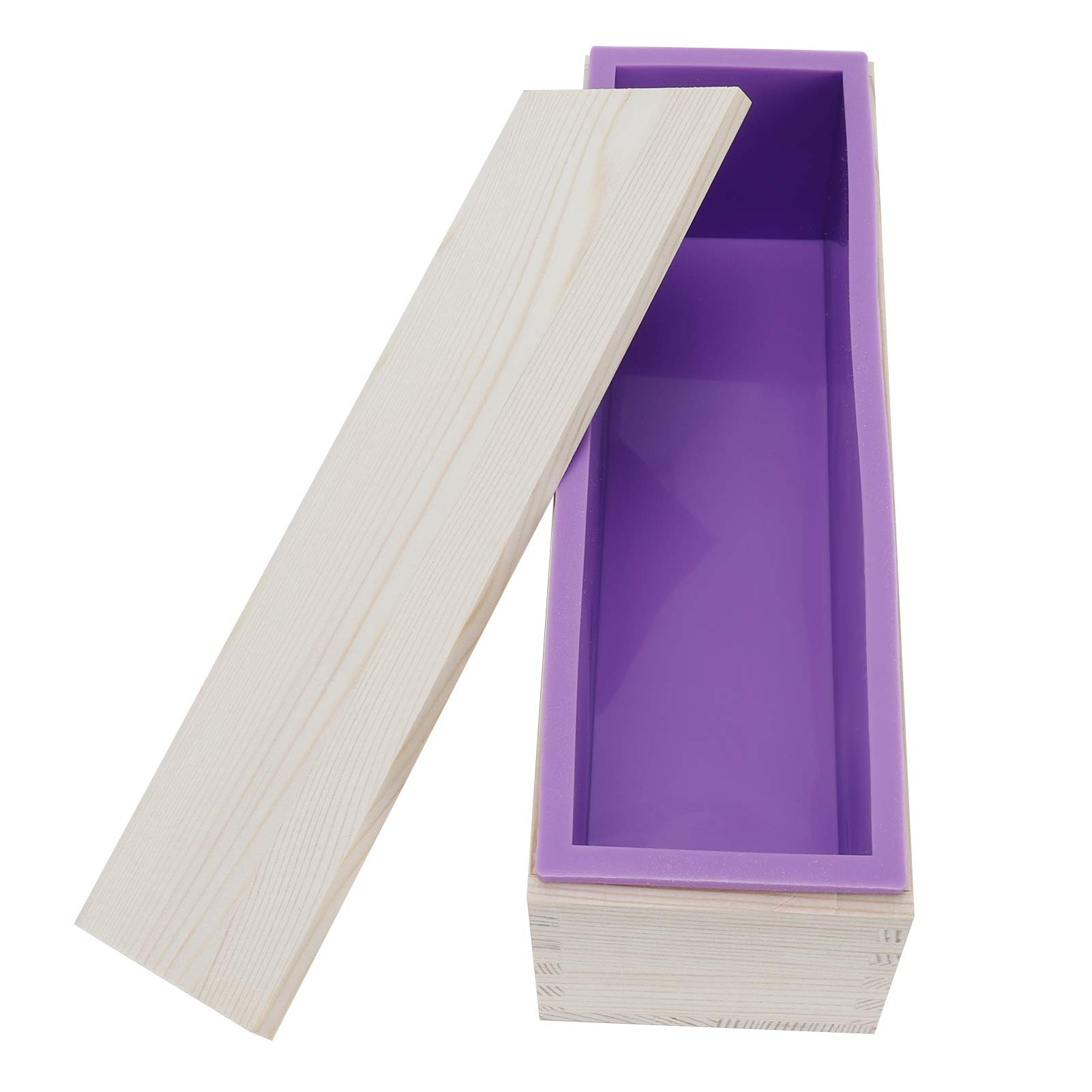 Cryfokt Zestaw Foremek do Mydła o Pojemności 1200 Ml, Sosna + materiał Silikonowy, Kompletna Produkcja DIY, 9 Sztuk ze Znacznikami Skali, Narzędzie do Robienia Ciast