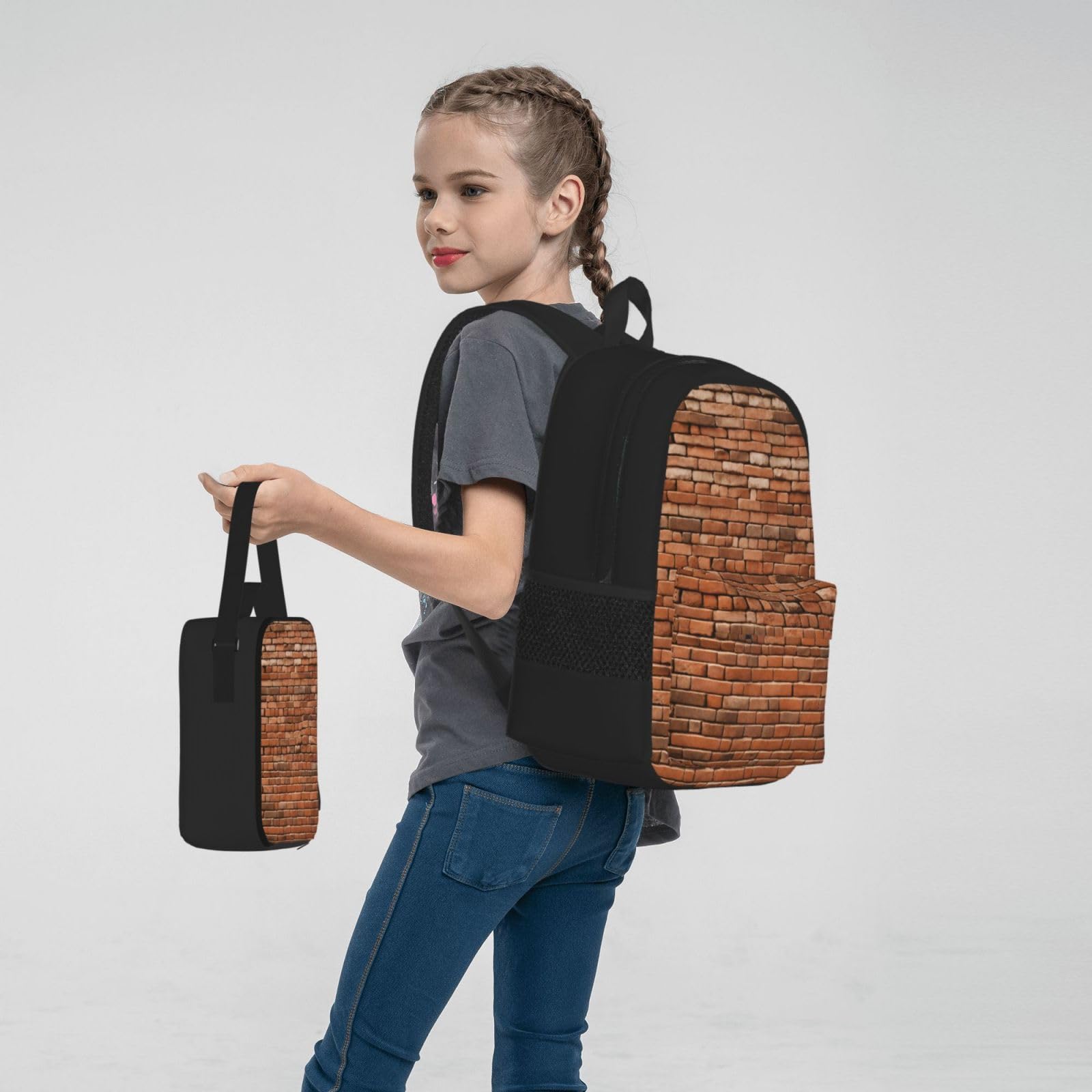 Zaino, borsa portapranzo, astuccio, set da 3 pezzi, per lavoro e