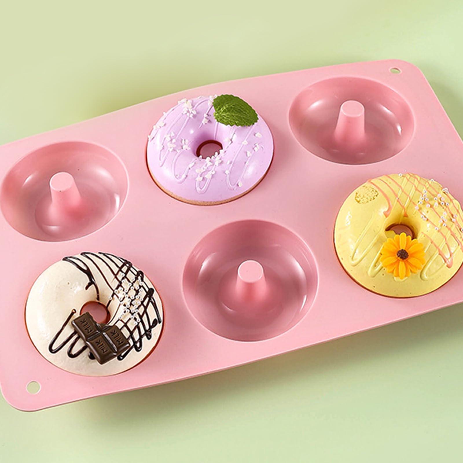 Set 5 Stampi Per Ciambelle In Silicone Antiaderente 6 Cavità Con Pennello - LHOEST - 3