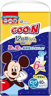 【パンツ BIGサイズ】グーン 12時間ぐんぐん吸収パンツ おむつ (12~22kg) 40枚 男女共用 (ディズニーデザイン)