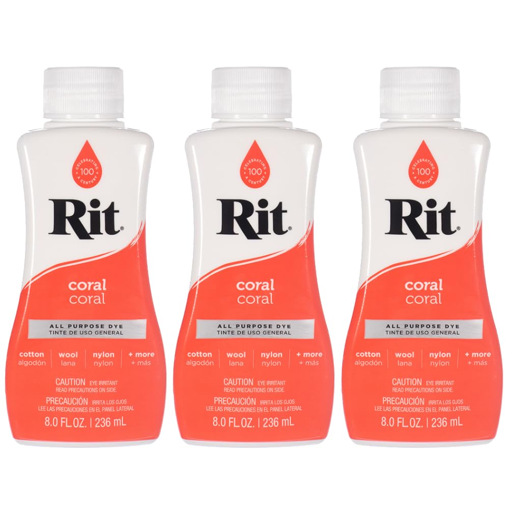 Teinture Liquide Rit Dye - Flacon 237 Ml Corail Pour Tissu Et Vêtements (Kit Créatif)