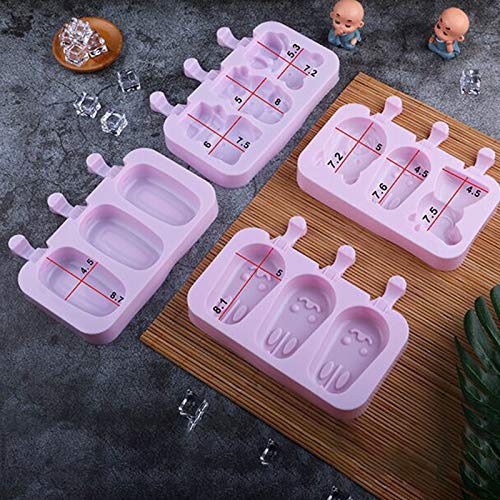 Ice Cream Silicone Moulds Popsicle Moulds 3 Packs for Homemade Chocolate Dessert Ice-Lolly Purees Ice Cream DIY Tools with Cover and Wooden Sticks