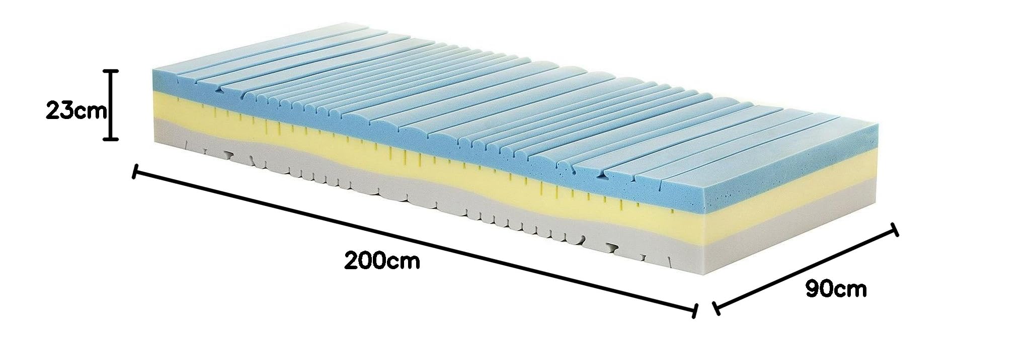 Materassimemory Melody - materac z powłoką aloe Vera - Zamek błyskawiczny i zdejmowany pokrowiec - srebrny 90 x 200 cm