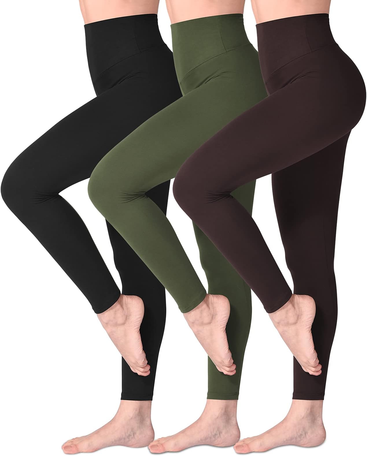 SINOPHANT High Waisted Leggings for Women, Buttery Soft Elastic Opaque Tummy Control Leggings, Plus Size Workout Gym Yoga