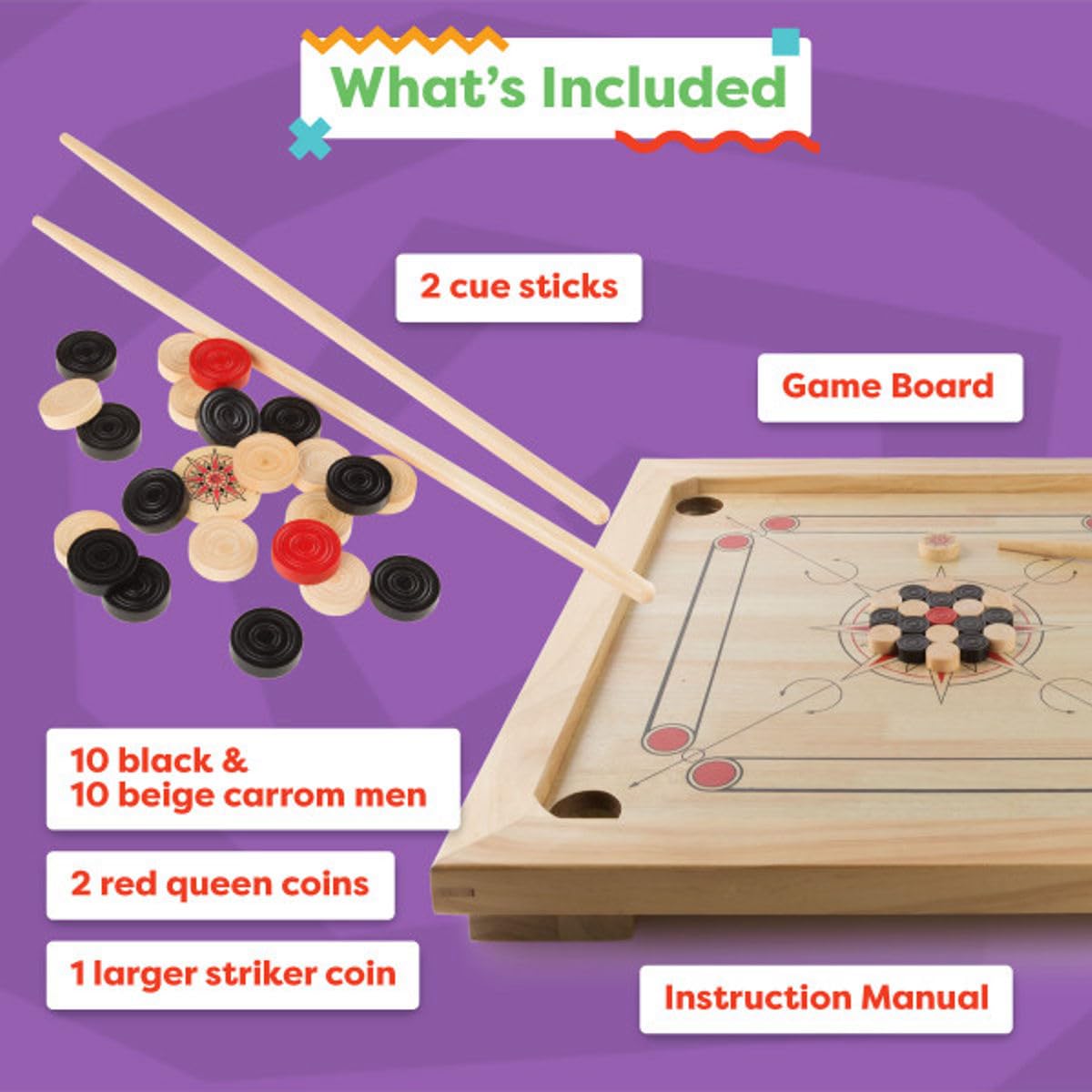 木製Carrom Board キャロンボード Amazon.co.jp: Hey Play キャロムボードゲーム - 木製ストライク