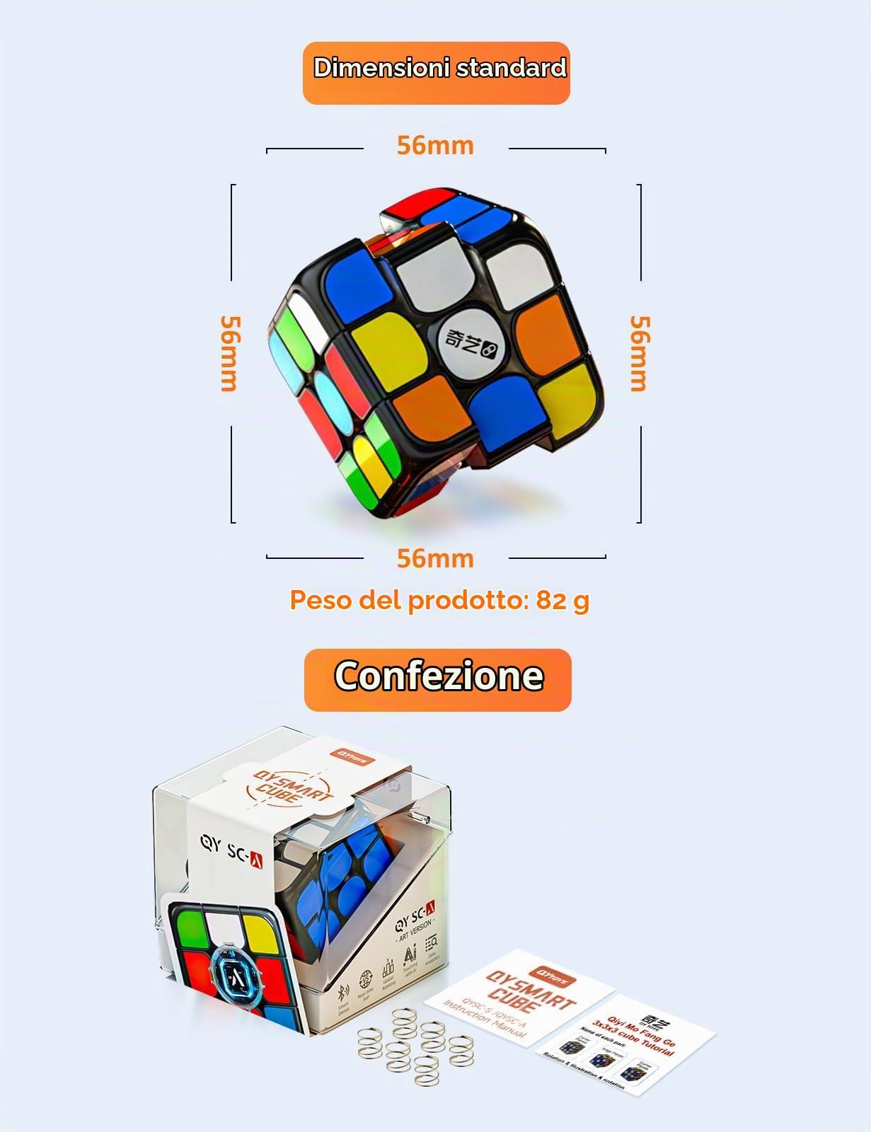 ROXENDA Smart Cube - Edizione Artistica, Cubo 3x3 Magnetico, Connessione Bluetooth, Stickerless, Sistema Magnetico Regolabile, Compatibile con App Tracciamento e Cronometro Smart Player