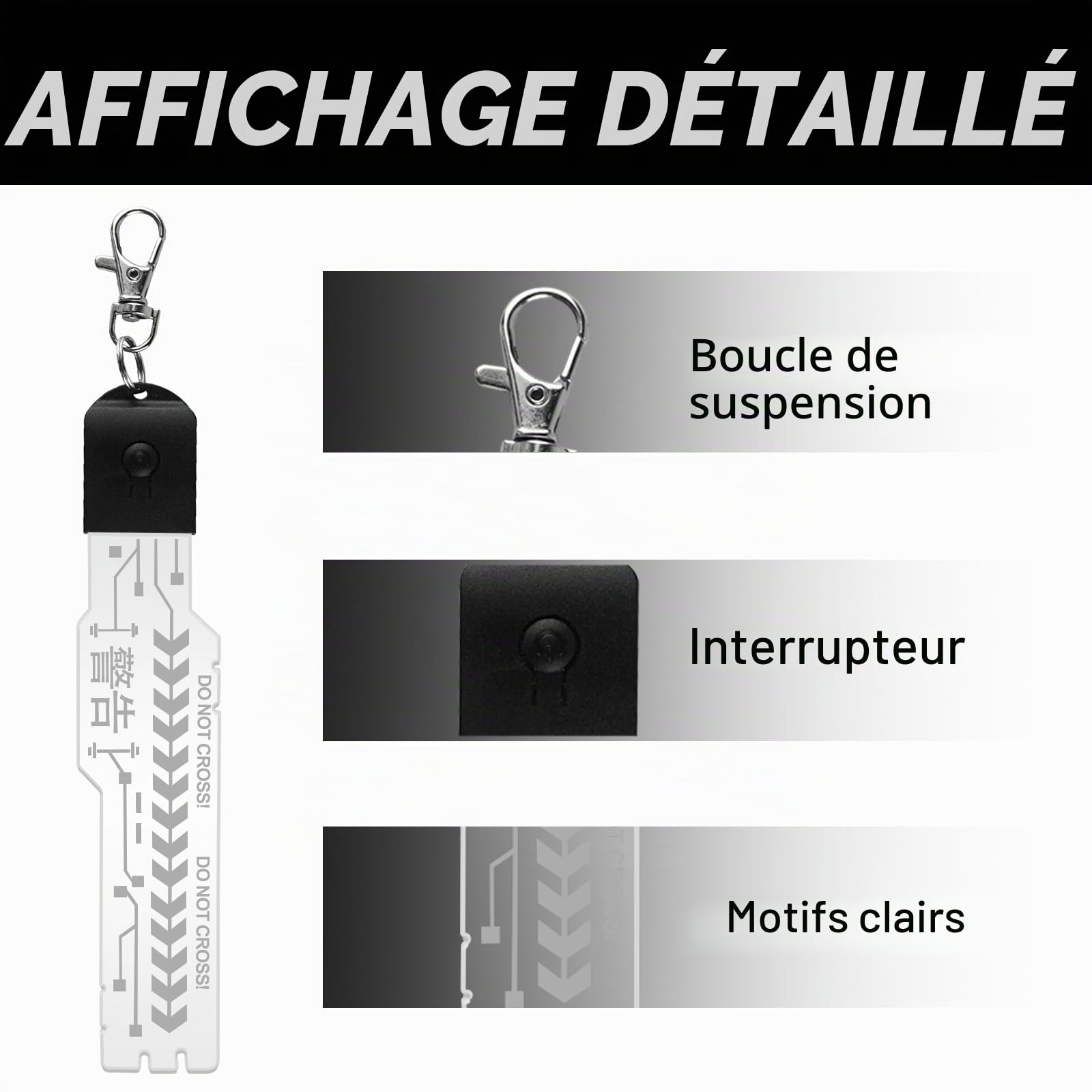 Marikito Pendentif punk, accessoire rechargeable par USB avec 7 options de couleur pour masques punk, costumes et sacs à dos